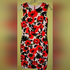 Vintage An Original Milly Of New York Floral Red Flower Dress Size 2